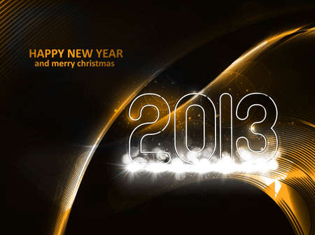 New year 2013 background for shiny wave colorful illustrationのイラスト素材