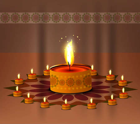 Happy diwali illuminating colorful set diya background のイラスト素材