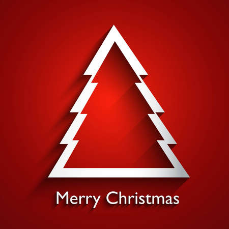 merry christmas stylish shiny tree colorful red background vectorのイラスト素材
