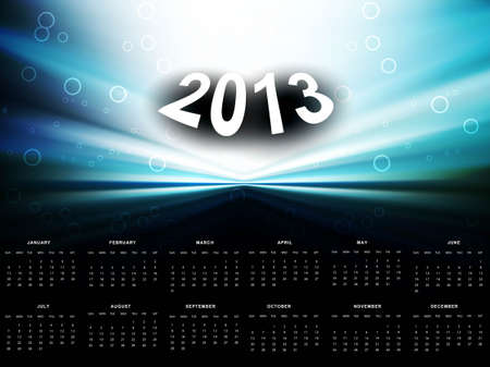 2013 calendar bright colorful blue wave backgroundのイラスト素材