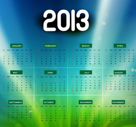 2013 calendar bright colorful shiny wave backgroundのイラスト素材