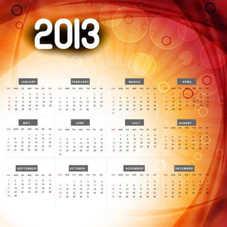 2013 calendar colorful wave design illustrationのイラスト素材