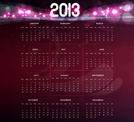 2013 calendar bright pink colorful design のイラスト素材