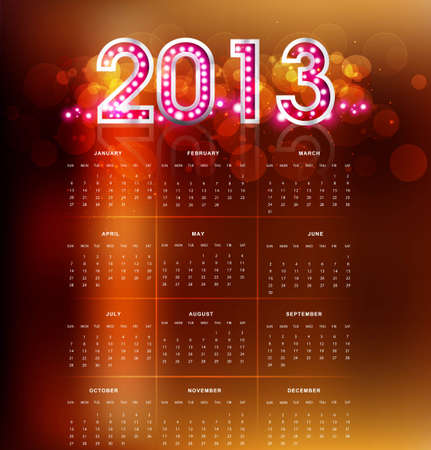 2013 calendar bright new year colorful design のイラスト素材