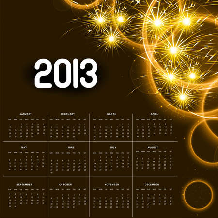 2013 calendar golden bright celebration colorfulのイラスト素材