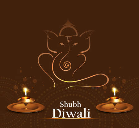 Beautiful Artistic colorful  Hindu Lord Ganesha vector illustration のイラスト素材