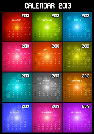 2013 calendar set black bright various colorful vector designのイラスト素材