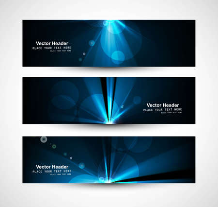 abstract bright rays colorful header wave setのイラスト素材