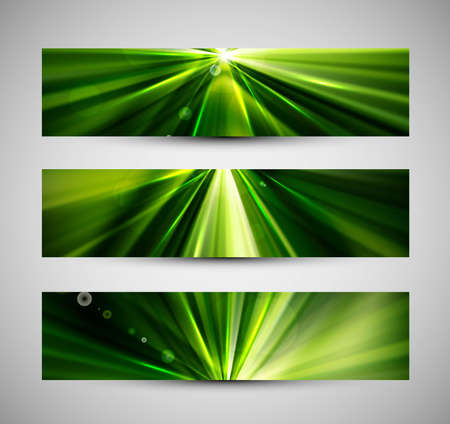 abstract bright rays colorful green header wave set のイラスト素材