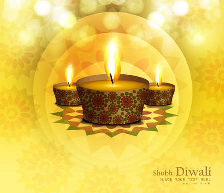 Happy diwali diya celebration shiny colorful background vectorのイラスト素材