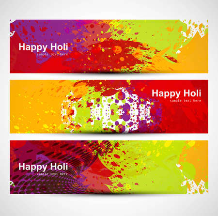 Header colorful set grunge dirty of holi festivalのイラスト素材