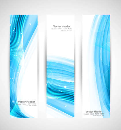 Abstract vertical header blue wave white backgroundのイラスト素材