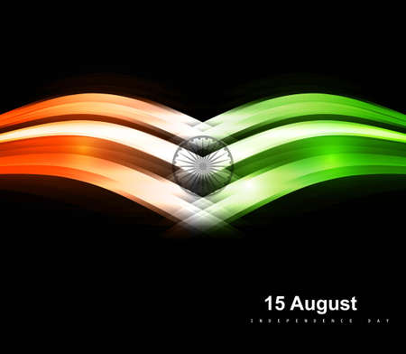abstract Indian flag black bright tricolor wave vector のイラスト素材