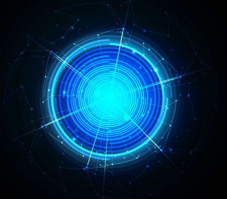 abstract circle blue shiny technology backgroundのイラスト素材