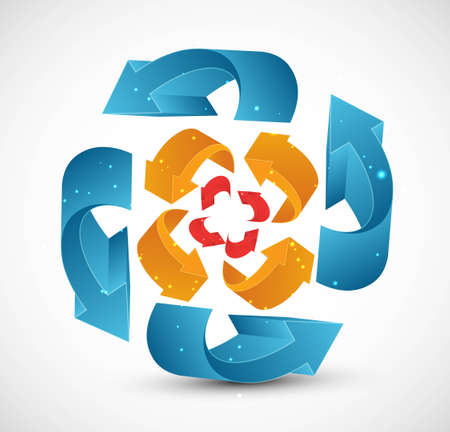 abstract recycle colorful arrows business vector whit background のイラスト素材