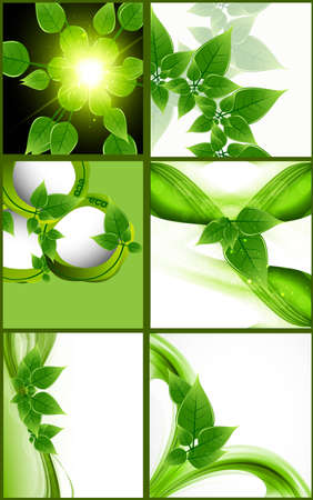 abstract  Natural eco green lives shiny collection design Vectorのイラスト素材