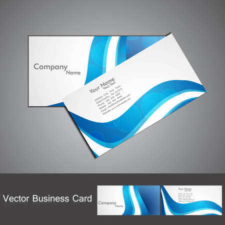 abstract blue colorful wave business card set のイラスト素材