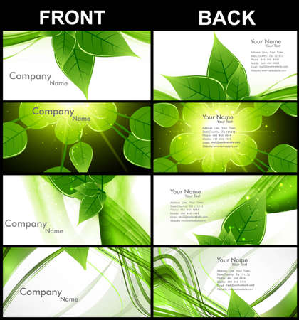 abstract green lives shiny colorful collection business card set vector illustrationのイラスト素材