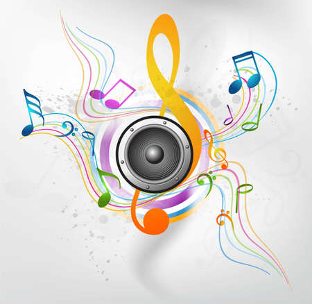 Colorful music speaker notes fantastic vector のイラスト素材