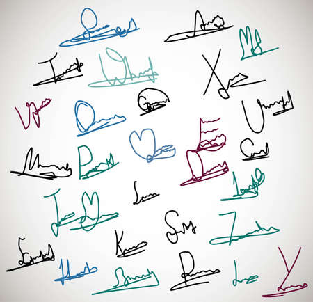 Signature set collection illustrationのイラスト素材