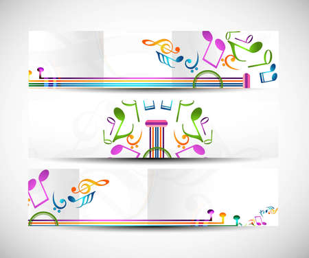 Set of abstract colorful music headers vector backgroundのイラスト素材