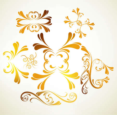 new caramel colorful swirls floralのイラスト素材