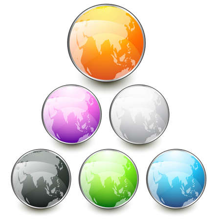 new shiny colorful Glass Earth icon Collection vectorのイラスト素材