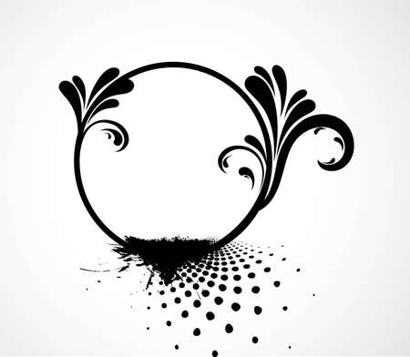 Floral grunge frame black and white design vectorのイラスト素材