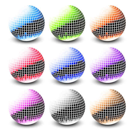 new 3d glossy sphere collection of nine illustration vector designのイラスト素材