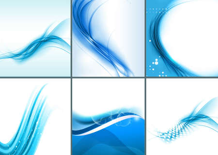 Abstract vector blue colorful wave collection background setのイラスト素材