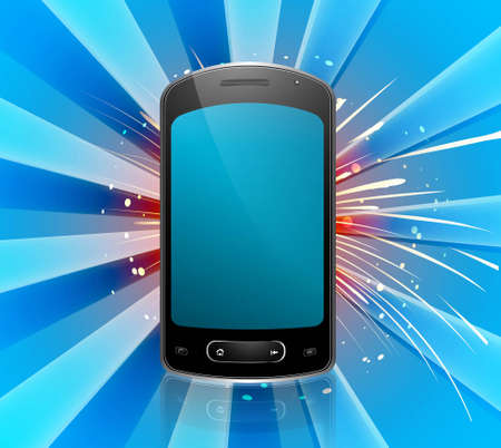 Mobile phone reflection blue colorful background vector のイラスト素材