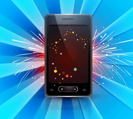 Abstract Mobile phone celebration blue colorful background vector のイラスト素材