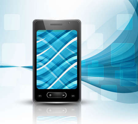 Abstract smart phone or mobile colorful handset blue wave background vector のイラスト素材