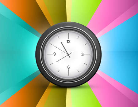 Shiny rainbow colorful swirl wave single clock designのイラスト素材