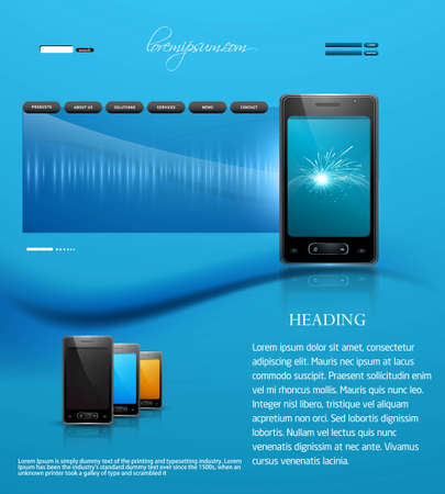 Website template presentation mobile phone blue colorful design のイラスト素材