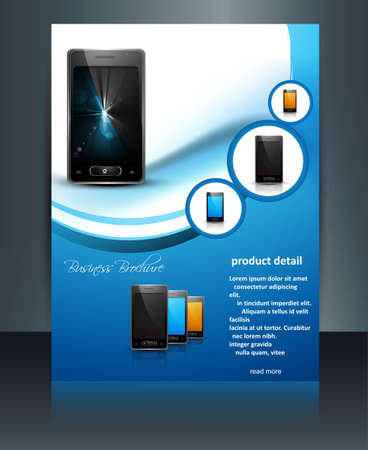 Brochure presentation reflection template mobile phone blue colorful  designのイラスト素材