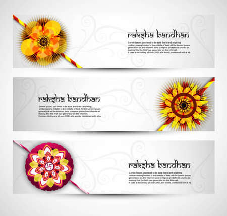 Fantastic Raksha Bandhan celebration colorful three headers のイラスト素材