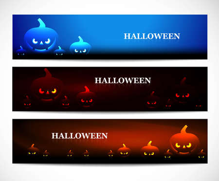 Happy halloween headers set colorful vector illustrationのイラスト素材