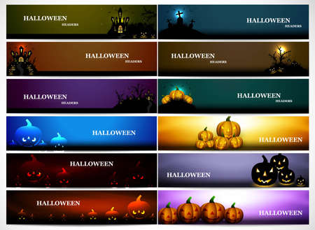 abstract bright colorful headers 12 collection halloween design vector illustrationのイラスト素材