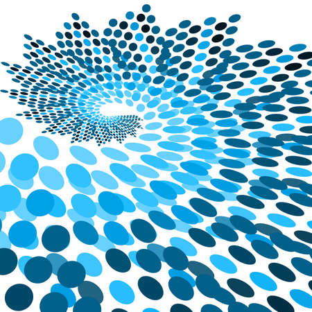 Abstract blue circle colorful dotted swirl wave background illustrationのイラスト素材