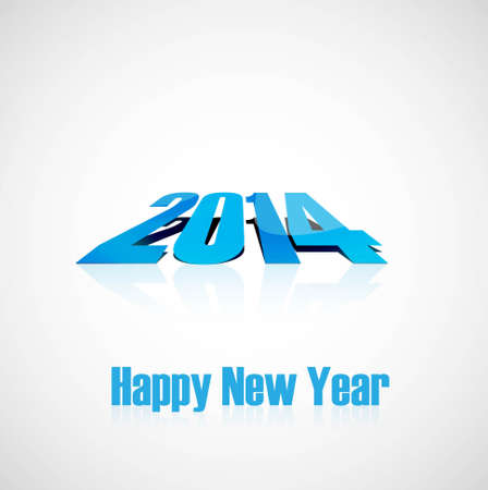 Happy new year 2014 blue colorful reflectionのイラスト素材