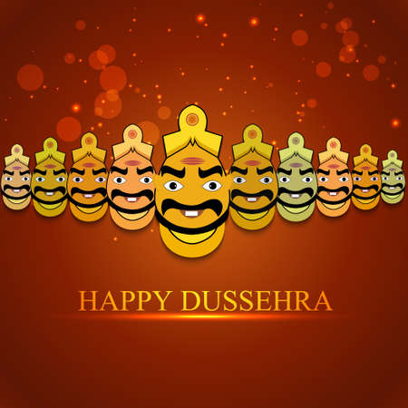 Indian festival Dussehra for Ravan with his ten heads design vectorのイラスト素材