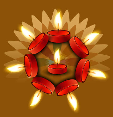 Beautiful Diwali colorful Oil Lamp vector designのイラスト素材