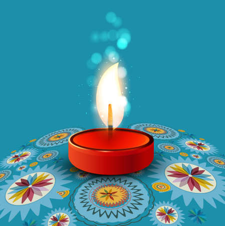 Beautiful rangoli Diya colorful creative background vectorのイラスト素材