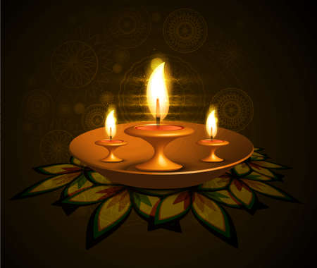 Beautiful diwali colorful rangoli vector illustrationのイラスト素材