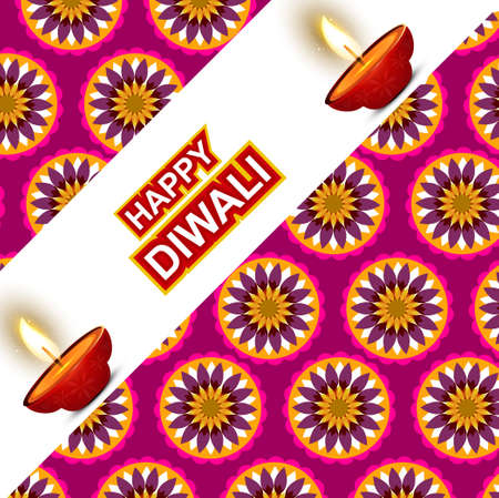 Diwali lamp beautiful art colorful rangoli Pattern vector illustrationのイラスト素材