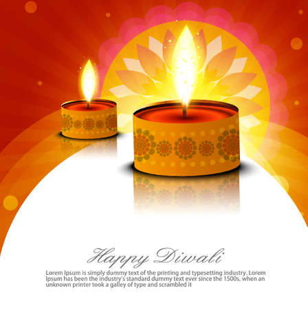 Beautiful religious oil lamp with diwali diya elements fantastic colorful backgroundのイラスト素材