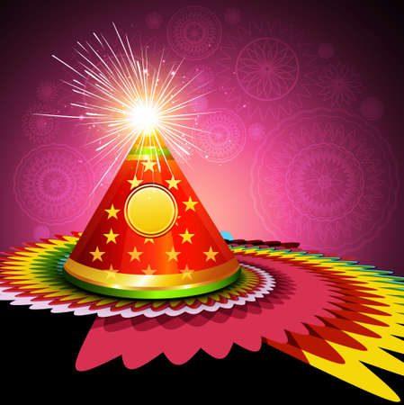 Beautiful celebration colorful diwali cracker background illustrationのイラスト素材
