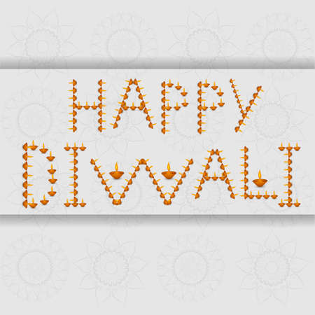 Beautiful decoration Happy Diwali diya text celebration vectorのイラスト素材