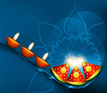 Beautiful vector happy diwali crackers colorful celebration backgroundのイラスト素材